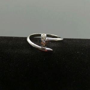 .925 silver Nail Ring with zirconias